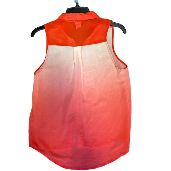 Womens ombré orange collar button sleeveless top - Picture 8 of 10